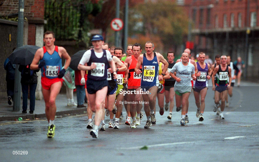 30 October 2000; A view of runners during the 2000 98FM Dublin City Marathon in Dublin. Photo by Brendan Moran/Sportsfile