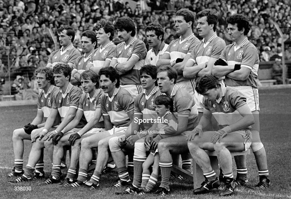 28 July 1985; The Laois team, back, from left, Paschal Doran, Colm Browne, Martin Dempsey, Brian Nerney, Martin Conroy, John Costelloe, Michael Dempsey and Pat Brophy, with, front, from left, Liam Irwin, Eddie Kelly, Gerry Browne, Willie Brennan, Pat Dunne, Gerry Lawlor and Christy Maguire ahead of the Leinster Football Championship Final match between Dublin and Laois at Croke Park, Dublin. Photo by Ray McManus/Sportsfile