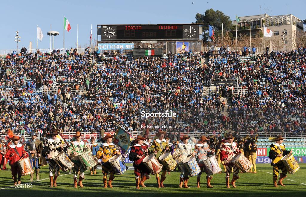 15 February 2009; Pre-match entertainment before the game. RBS Six Nations Championship, Italy v Ireland, Stadio Flaminio, Rome, Italy. Picture credit: Brendan Moran / SPORTSFILE