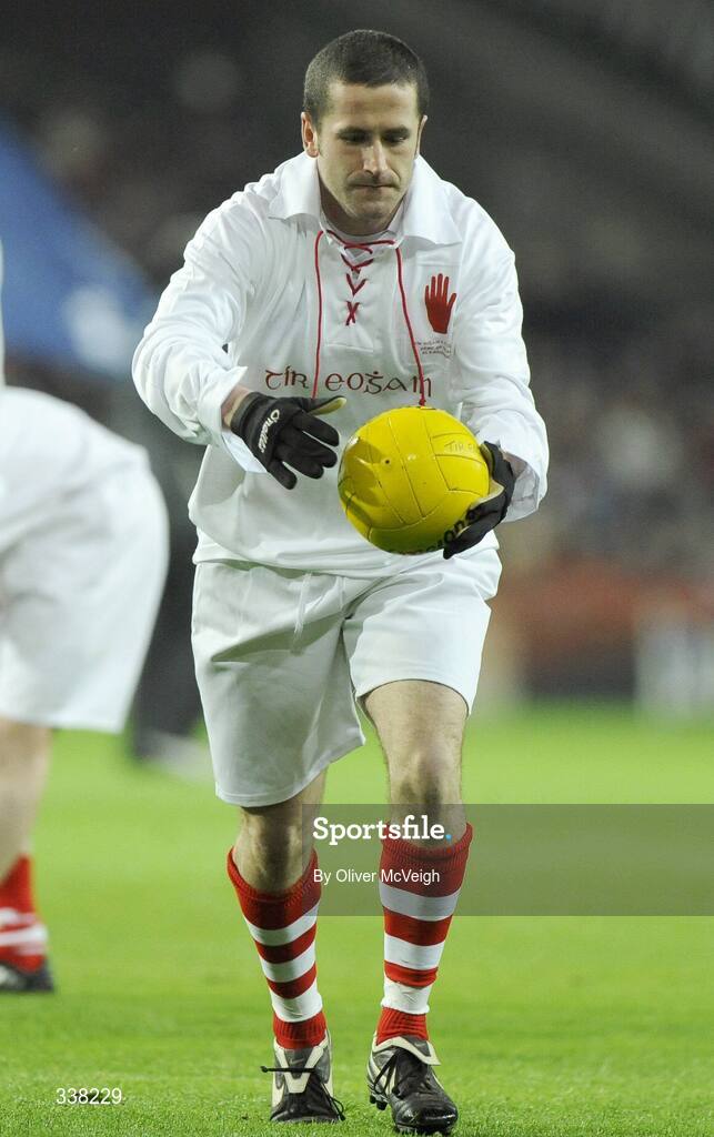 31 January 2009; Stephen O'Neill, Tyrone, in retro gear to celebrate the launch of the 125 celebrations. Allianz National Football League, Division 1, Round 1, Dublin v Tyrone, Croke Park, Dublin. Picture credit: Oliver McVeigh / SPORTSFILE