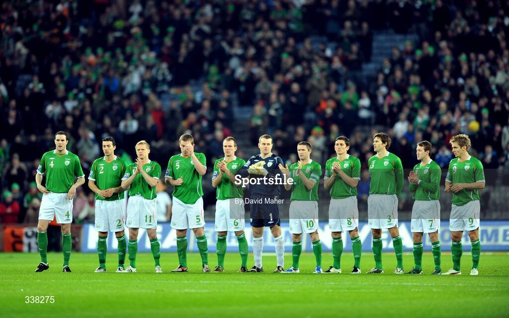 11 February 2009; The Republic of Ireland team before the start of the game. 2010 FIFA World Cup Qualifier, Republic of Ireland v Georgia. Croke Park, Dublin. Picture credit: David Maher / SPORTSFILE