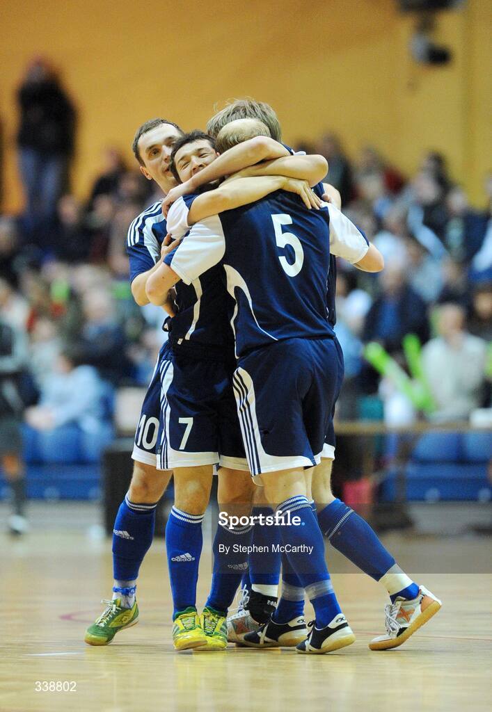 22 February 2009; Kazakhstan players celebrate after Dinmukhambet Suleimenov, second from right, scored his side's second goal. UEFA Futsal Championship 2010 Qualifying Tournament, Republic of Ireland v Kazakhstan. National Basketball Arena, Tallaght. Picture credit: Stephen McCarthy / SPORTSFILE