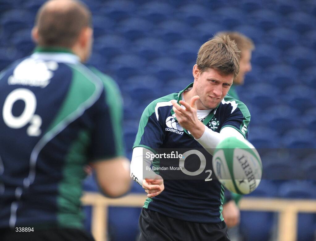 23 February 2009; Out-half Ronan O'Gara passes the ball to team-mate Rory Best during Ireland rugby squad training ahead of their RBS Six Nations match against England next weekend. Ireland Rugby Squad Training, RDS, Dublin. Picture credit: Brendan Moran / SPORTSFILE