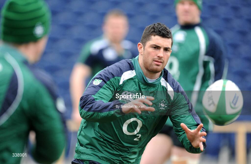23 February 2009; Full-back Rob Kearney takes a pass during Ireland rugby squad training ahead of their RBS Six Nations match against England next weekend. Ireland Rugby Squad Training, RDS, Dublin. Picture credit: Brendan Moran / SPORTSFILE