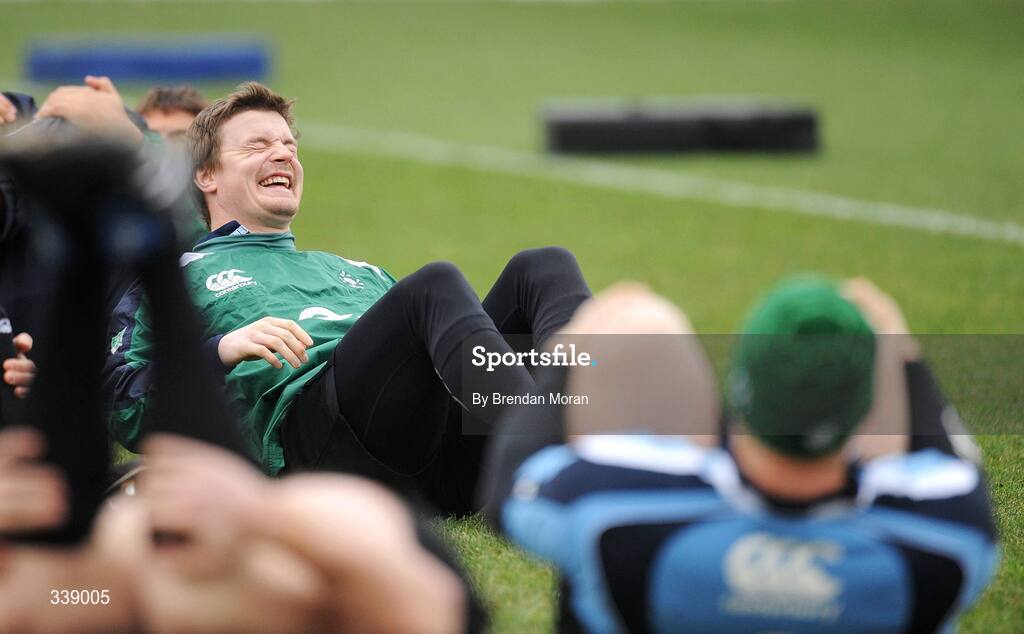 24 February 2009; Captain Brian O'Driscoll in action during Ireland rugby squad training ahead of their RBS Six Nations game against England on Saturday. RDS, Dublin. Picture credit: Brendan Moran / SPORTSFILE