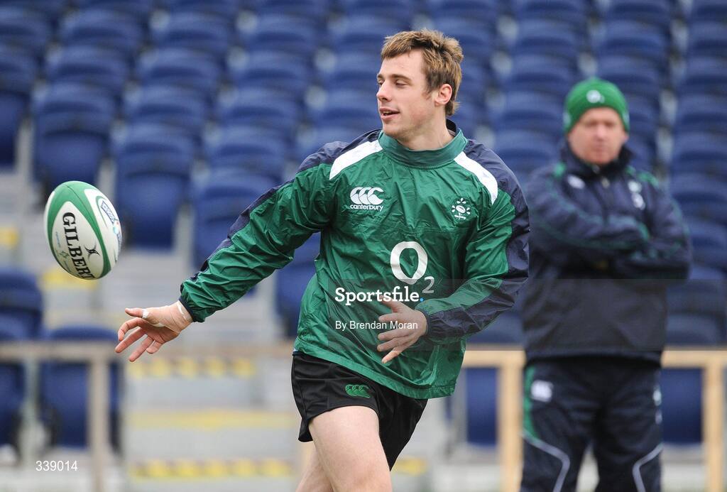 24 February 2009; Wing Tommy Bowe, watched by head coach Declan Kidney, in action during Ireland rugby squad training ahead of their RBS Six Nations game against England on Saturday. RDS, Dublin. Picture credit: Brendan Moran / SPORTSFILE