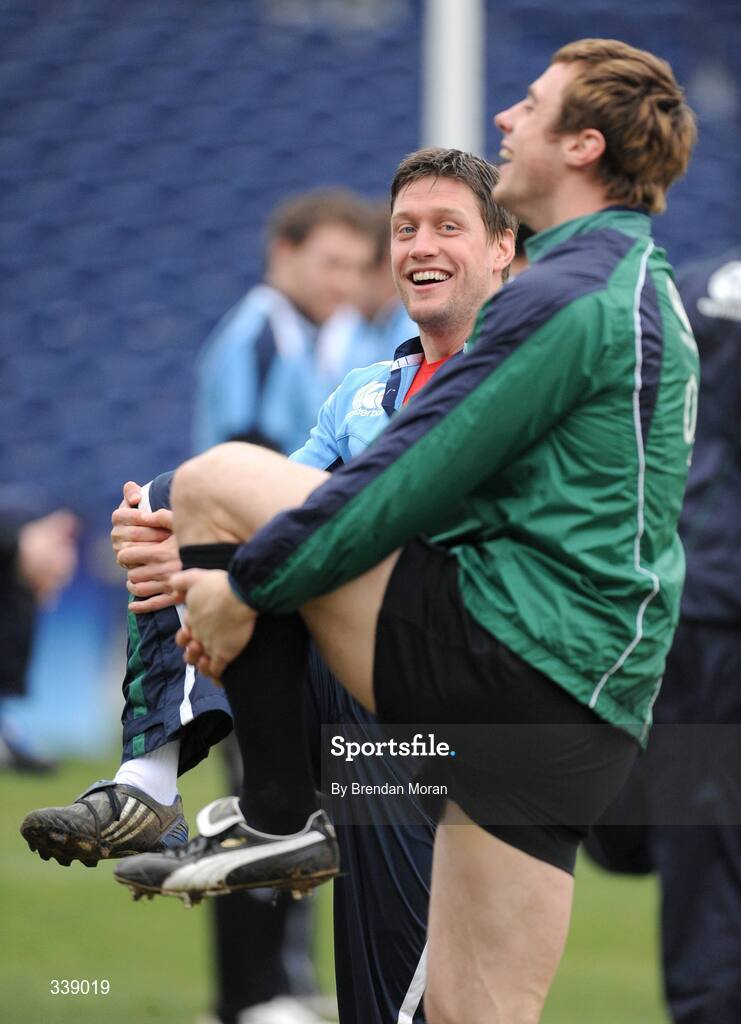 24 February 2009; Out-half Ronan O'Gara, left, with wing Tommy Bowe during Ireland rugby squad training ahead of their RBS Six Nations game against England on Saturday. RDS, Dublin. Picture credit: Brendan Moran / SPORTSFILE