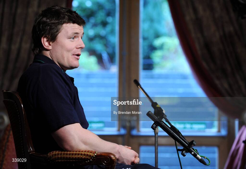 24 February 2009; Captain Brian O'Driscoll is interviewed during an Ireland rugby press conference ahead of their RBS Six Nations match against England on Saturday. Fitzpatrick's Castle Hotel, Killiney, Co. Dublin. Picture credit: Brendan Moran / SPORTSFILE
