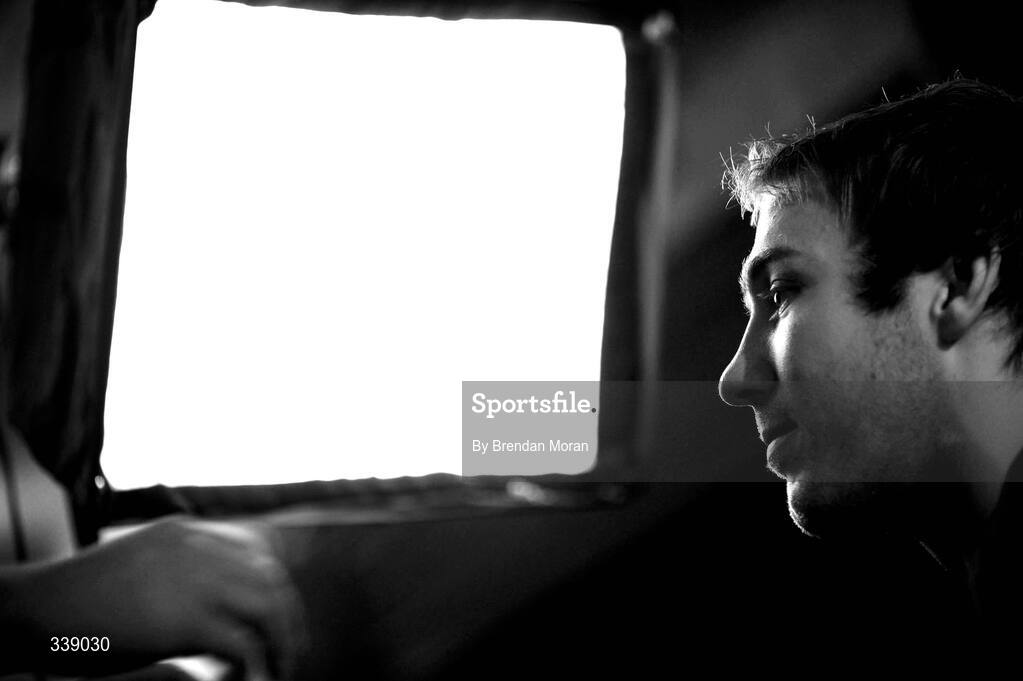 24 February 2009; Flanker Stephen Ferris is interviewed during an Ireland rugby press conference ahead of their RBS Six Nations match against England on Saturday. Fitzpatrick's Castle Hotel, Killiney, Co. Dublin. Picture credit: Brendan Moran / SPORTSFILE
