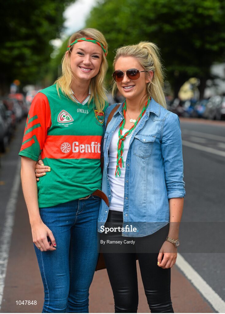30 August 2015; Mayo supporters, from left, Ann Marie and Elizabeth Plunkett. GAA Football All-Ireland Senior Championship, Semi-Final, Dublin v Mayo, Croke Park, Dublin. Picture credit: Ramsey Cardy / SPORTSFILE