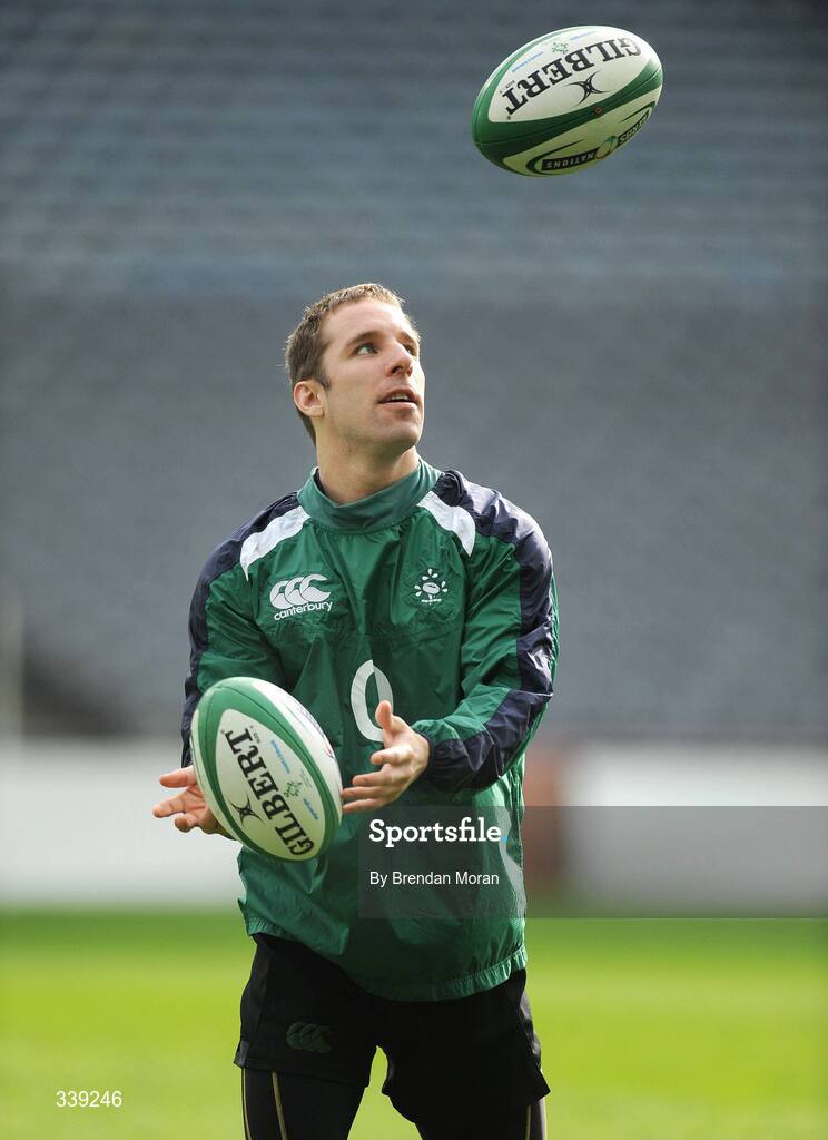 27 February 2009; Scrum-half Tomas O'Leary juggles some rugby balls during the Ireland squad Captain's Run ahead of their RBS Six Nations Championship game against England on Saturday. Croke Park, Dublin. Picture credit: Brendan Moran / SPORTSFILE *** Local Caption ***