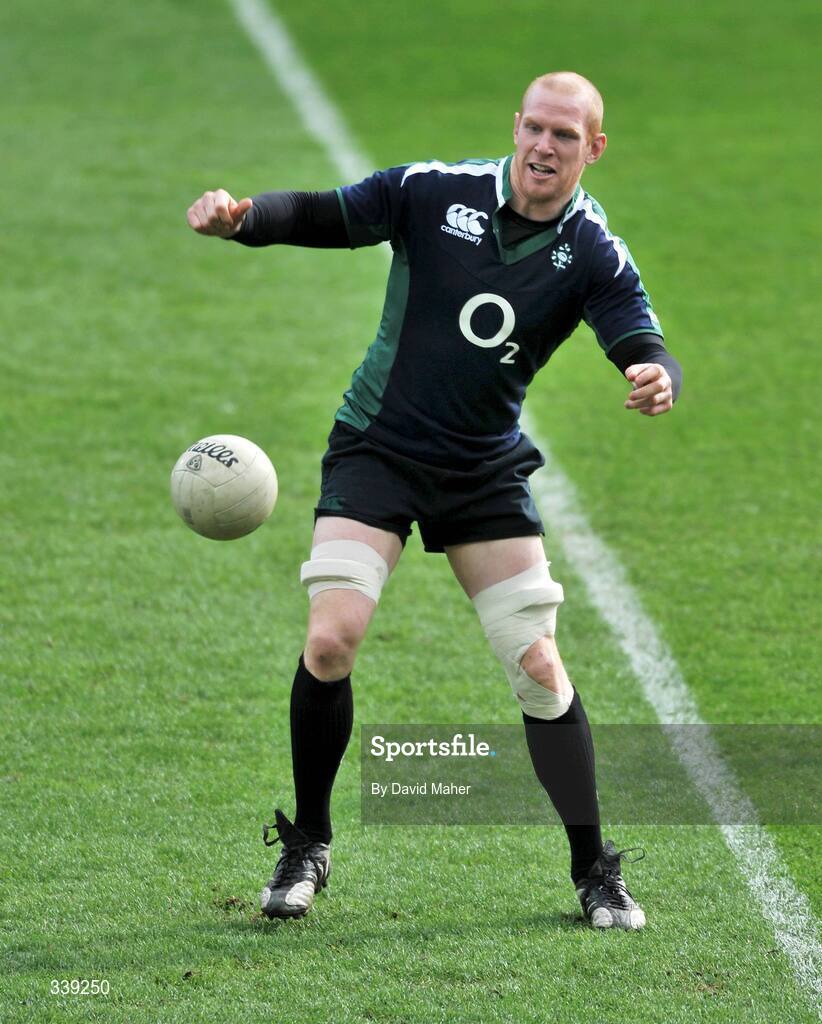 27 February 2009; Lock Paul O'Connell in action with a gaelic football during the Ireland squad Captain's Run ahead of their RBS Six Nations Championship game against England on Saturday. Croke Park, Dublin. Picture credit: David Maher / SPORTSFILE *** Local Caption ***