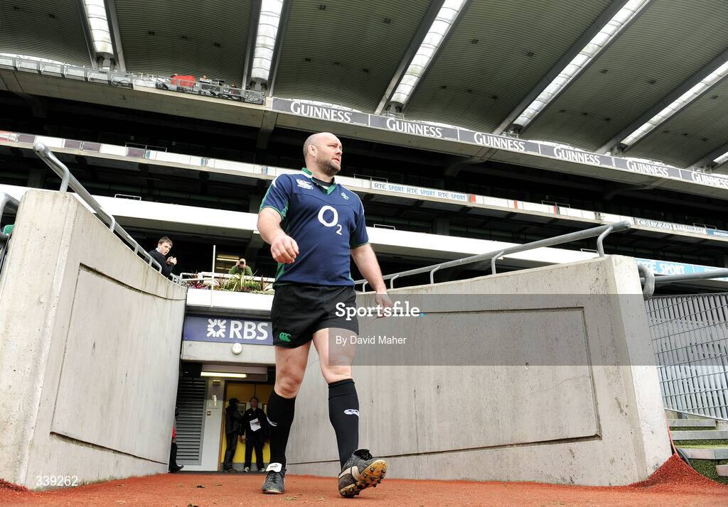 27 February 2009; Prop John Hayes makes his way onto the pitch before the Ireland squad Captain's Run ahead of their RBS Six Nations Championship game against England on Saturday. Croke Park, Dublin. Picture credit: David Maher / SPORTSFILE *** Local Caption ***