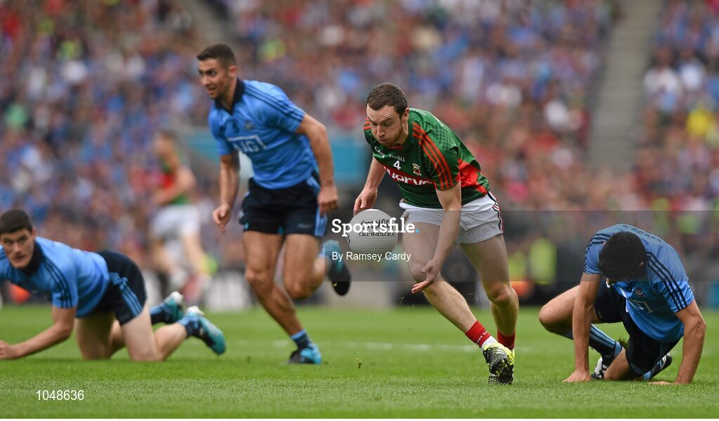 30 August 2015; Keith Higgins, Mayo. GAA Football All-Ireland Senior Championship, Semi-Final, Dublin v Mayo, Croke Park, Dublin. Picture credit: Ramsey Cardy / SPORTSFILE