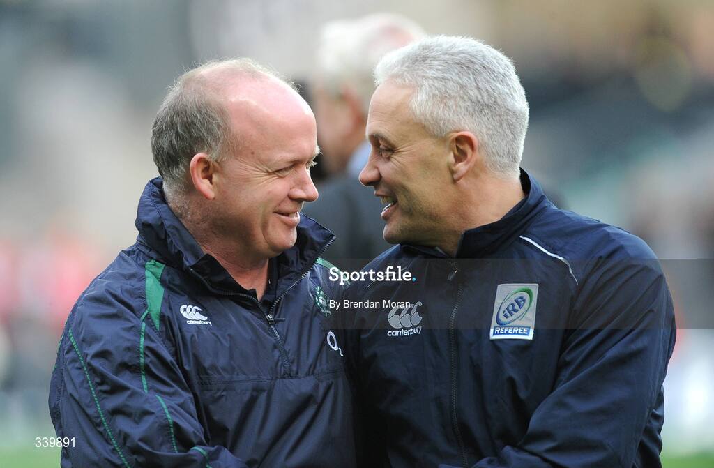 28 February 2009; Ireland head coach Declan Kidney with substitute match official Alan Lewis before the game. RBS Six Nations Rugby Championship, Ireland v England, Croke Park, Dublin. Picture credit: Brendan Moran / SPORTSFILE