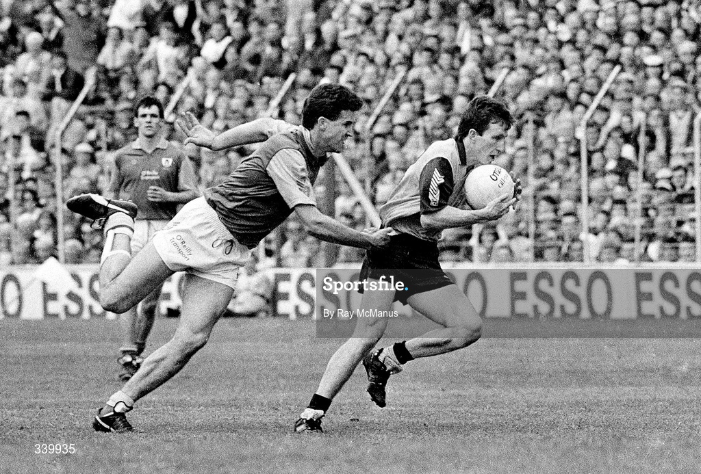 2 June 1991; Niall Guiden of Dublin in action against Liam Hayes of Meath of Leinster Senior Football Championship Preliminary Round match between Dublin and Meath at Croke Park in Dublin. Photo by Ray McManus/Sportsfile