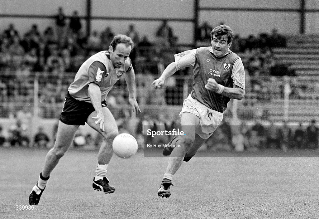 2 June 1991; Tommy Carr of Dublin in action against Colm O'Rourke of Meath during the Leinster Senior Football Championship Preliminary Round match between Dublin and Meath at Croke Park in Dublin. Photo by Ray McManus/Sportsfile