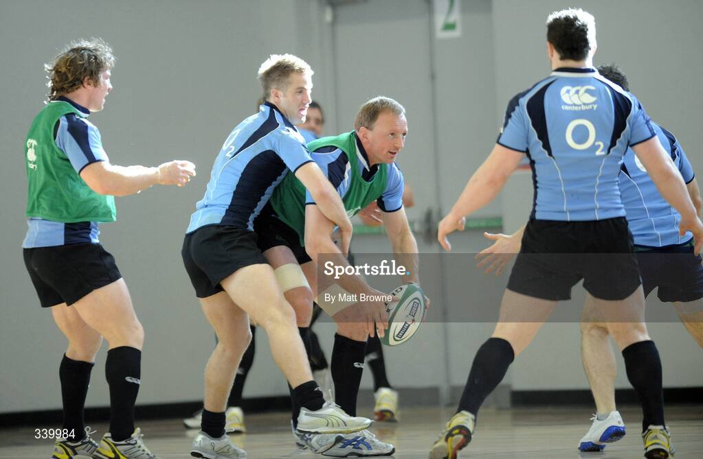 4 March 2009; Mick O'Driscoll in action against Luke Fitzgerald and Jerry Flannery, left, during Ireland squad training. UCC Mardyke Arena, Cork. Picture credit: Matt Browne / SPORTSFILE