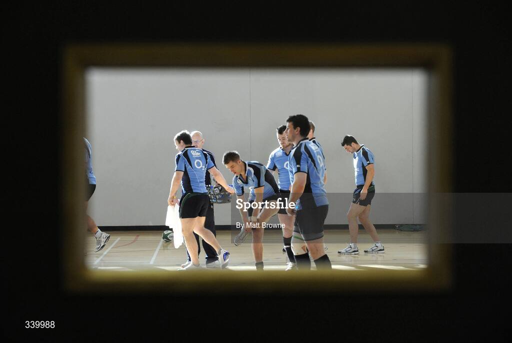 4 March 2009; Irish players Gordon D'Arcy, Luke Fitzgerald and Denis Leamy during squad training. UCC Mardyke Arena, Cork. Picture credit: Matt Browne / SPORTSFILE