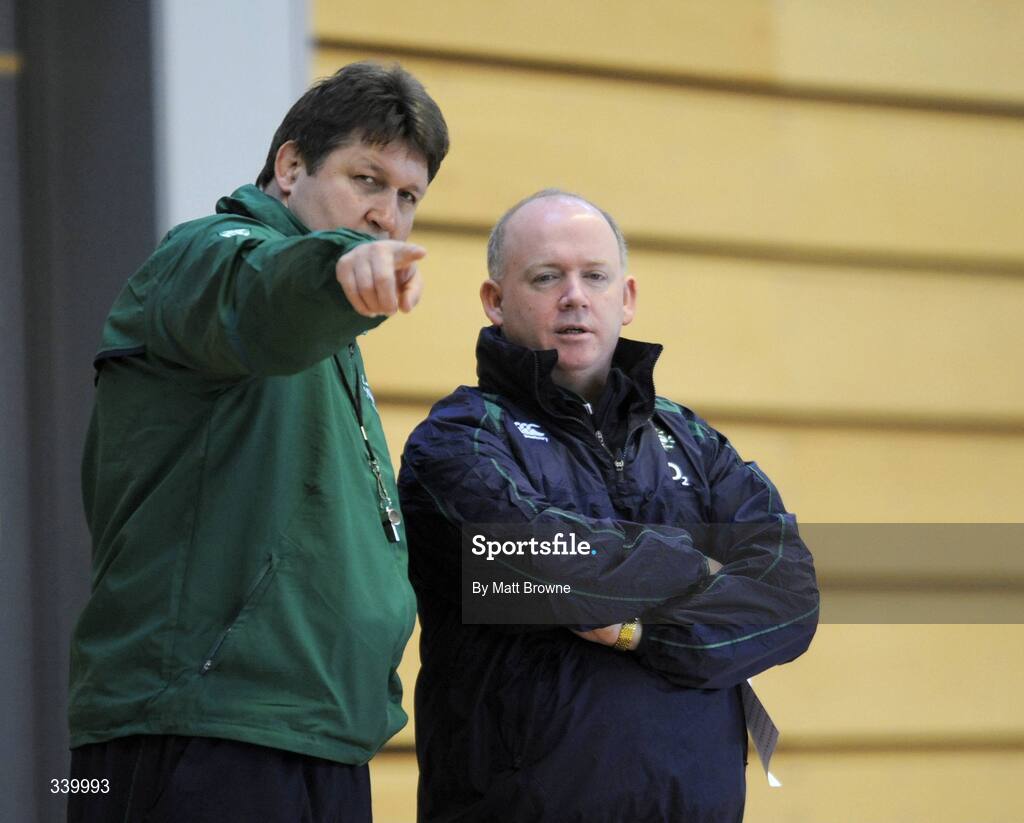 4 March 2009; Head coach Declan Kidney with forwards coach Gert Smal during Ireland squad training. UCC Mardyke Arena, Cork. Picture credit: Matt Browne / SPORTSFILE