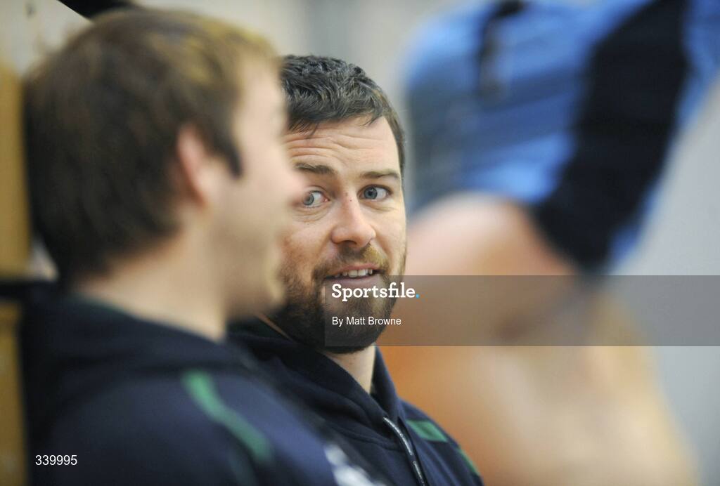 4 March 2009; Marcus Horan in conversation with Stephen Ferris during Ireland squad training. UCC Mardyke Arena, Cork. Picture credit: Matt Browne / SPORTSFILE