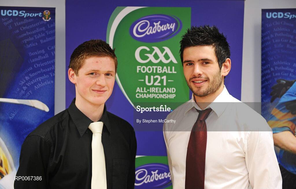 6 March 2009; Joseph Mulhare, Laois, UCD Gaelic Football Scholar, left, and Cian O'Sullivan, Dublin, UCD Gaelic Football Scholar and member of the Kilmacud Crokes side who will take part in the All-Ireland Senior Club Football Championship Final on St. Patrick's Day in Croke Park, at the announcement of the Cadbury Football Scholarship recipients. Sports Centre, University College Dublin, Belfield, Dublin. Picture credit: Stephen McCarthy / SPORTSFILE