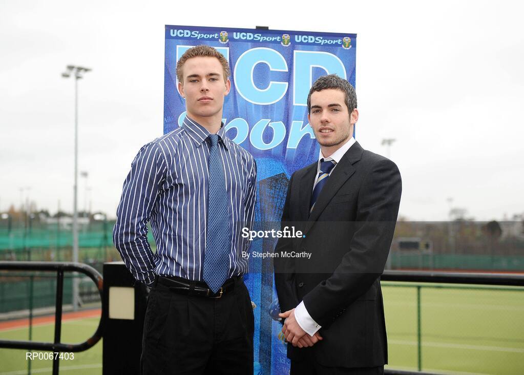 6 March 2009; Stephen O'Keefe, Dublin, UCD Hockey Scholar, left, and Richard Maher, Kildare, UCD Golf Scholar, at the announcement of the UCD Sports Scholars. Sports Centre, University College Dublin, Belfield, Dublin. Picture credit: Stephen McCarthy / SPORTSFILE