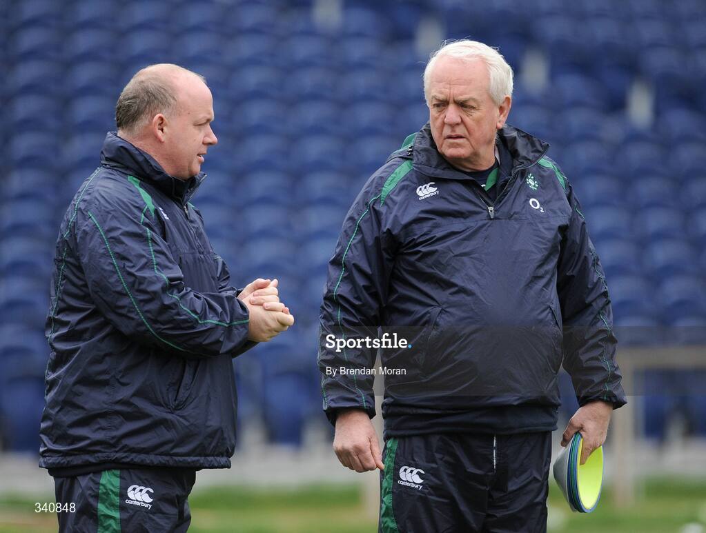 10 March 2009; Head coach Declan Kidney and assistant coach Alan Gaffney during Ireland rugby squad training. RDS, Dublin. Picture credit: Brendan Moran / SPORTSFILE