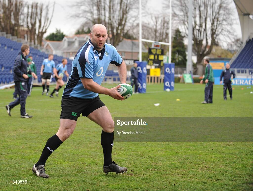 10 March 2009; Prop John Hayes, who will earn a record breaking 93rd cap on Saturday against Scotland, in action during Ireland rugby squad training. RDS, Dublin. Picture credit: Brendan Moran / SPORTSFILE