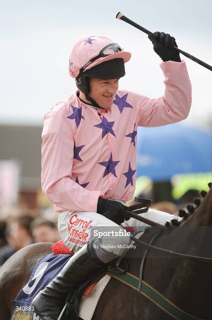 10 March 2009; Paul Carberry celebrates after winning the the williamhill.com Supreme Novices' Hurdle onboard Go Native. Cheltenham Racing Festival - Tuesday, Prestbury Park, Cheltenham, Gloucestershire, England. Picture credit: Stephen McCarthy / SPORTSFILE