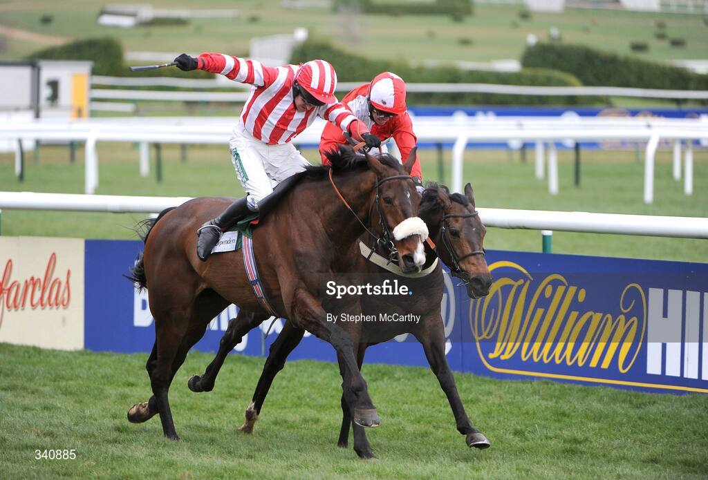 10 March 2009; Forpadydeplasterer, with Barry Geraghty up, left, on their way to winning the Irish Independent Arkle Challenge Trophy Chase from eventual second Kalahari King, with Graham Lee up. Cheltenham Racing Festival, Prestbury Park, Cheltenham, Gloucestershire, England. Picture credit: Stephen McCarthy / SPORTSFILE