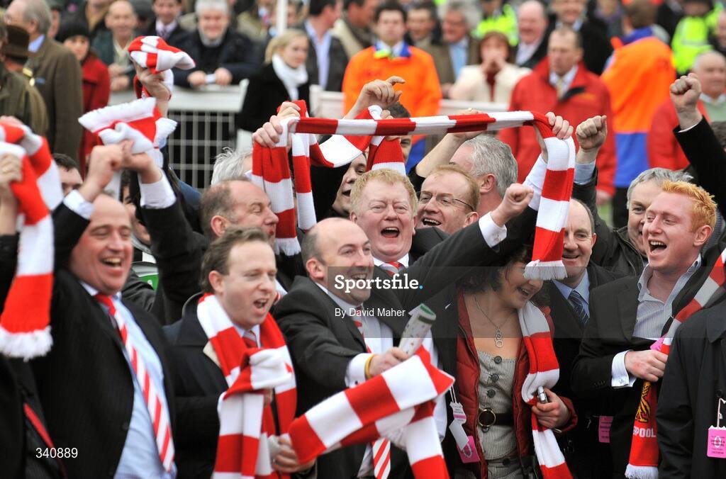 10 March 2009; Charlie Chawke, with fellow members of the winning syndicate, celebrates after Forpadydeplasterer won the the Irish Independent Arkle Challenge Trophy Chase. Cheltenham Racing Festival, Prestbury Park, Cheltenham, Gloucestershire, England. Picture credit: David Maher / SPORTSFILE