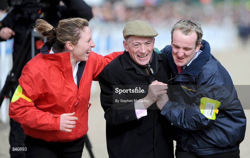 10 March 2009; Leona Taggert, Alan McIlroy, centre, and Peter Cavanagh from the Noel Meade stable celebrate after they sent out Go Native to winning the the williamhill.com Supreme Novices' Hurdle. Cheltenham Racing Festival, Prestbury Park, Cheltenham, Gloucestershire, England. Picture credit: Stephen McCarthy / SPORTSFILE