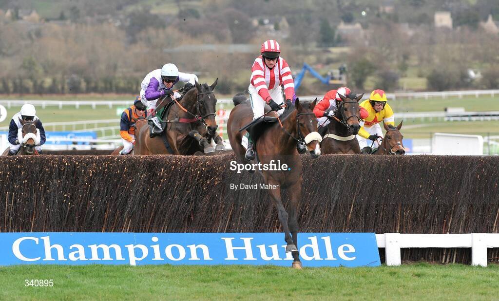 10 March 2009; Forpadydeplasterer, with Barry Geraghty up, clears the last on their way to winning the the Irish Independent Arkle Challenge Trophy Chase. Cheltenham Racing Festival - Tuesday, Prestbury Park, Cheltenham, Gloucestershire, England. Picture credit: David Maher / SPORTSFILE