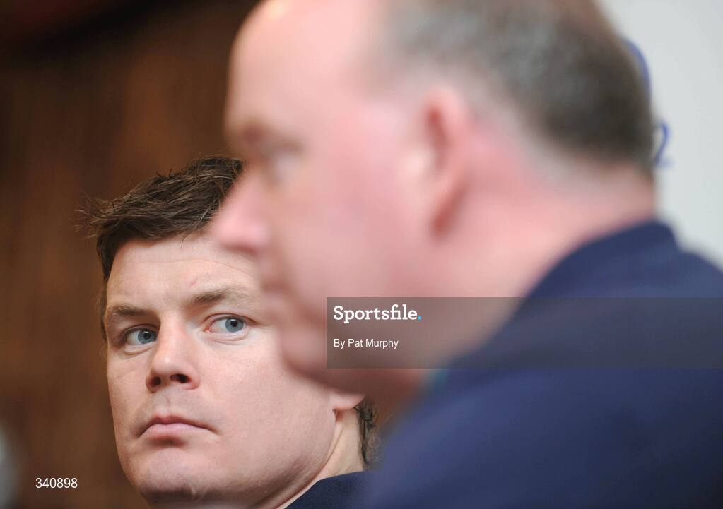 10 March 2009; Ireland captain Brian O'Driscoll looks on as head coach Declan Kidney speaks to the media during a press conference ahead of their RBS Six Nations Championship game against Scotland on Saturday. Fitzpatrick's Castle Hotel, Killiney, Dublin. Picture credit: Pat Murphy / SPORTSFILE