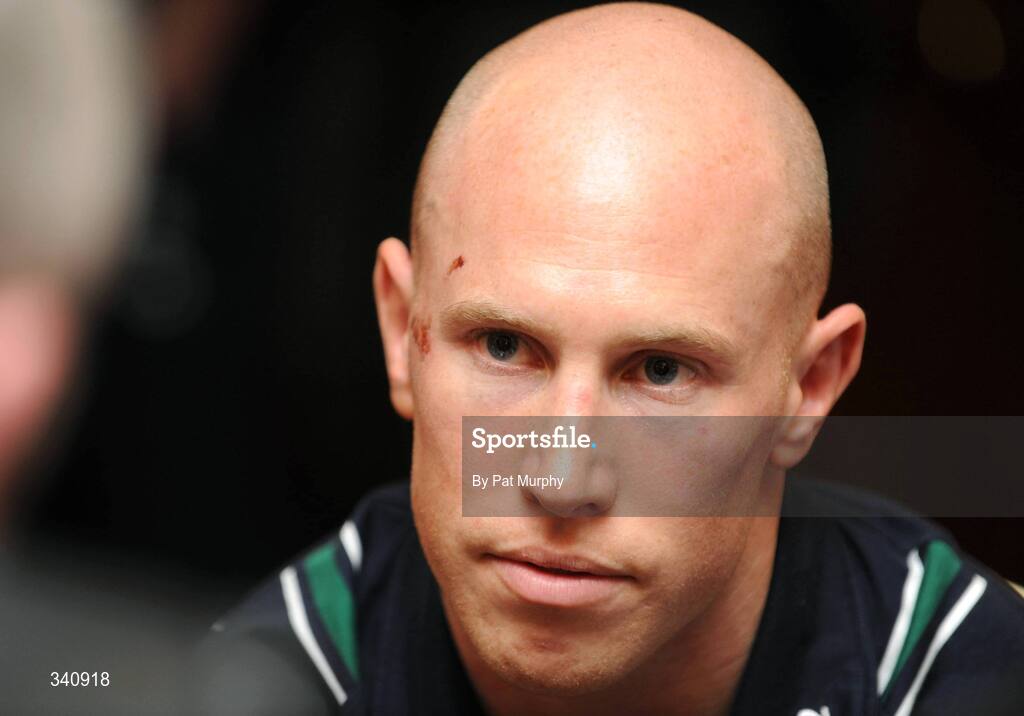 10 March 2009; Ireland's Peter Stringer speaking to the media during a press conference ahead of their RBS Six Nations Championship game against Scotland on Saturday. Fitzpatrick's Castle Hotel, Killiney, Dublin. Picture credit: Pat Murphy / SPORTSFILE