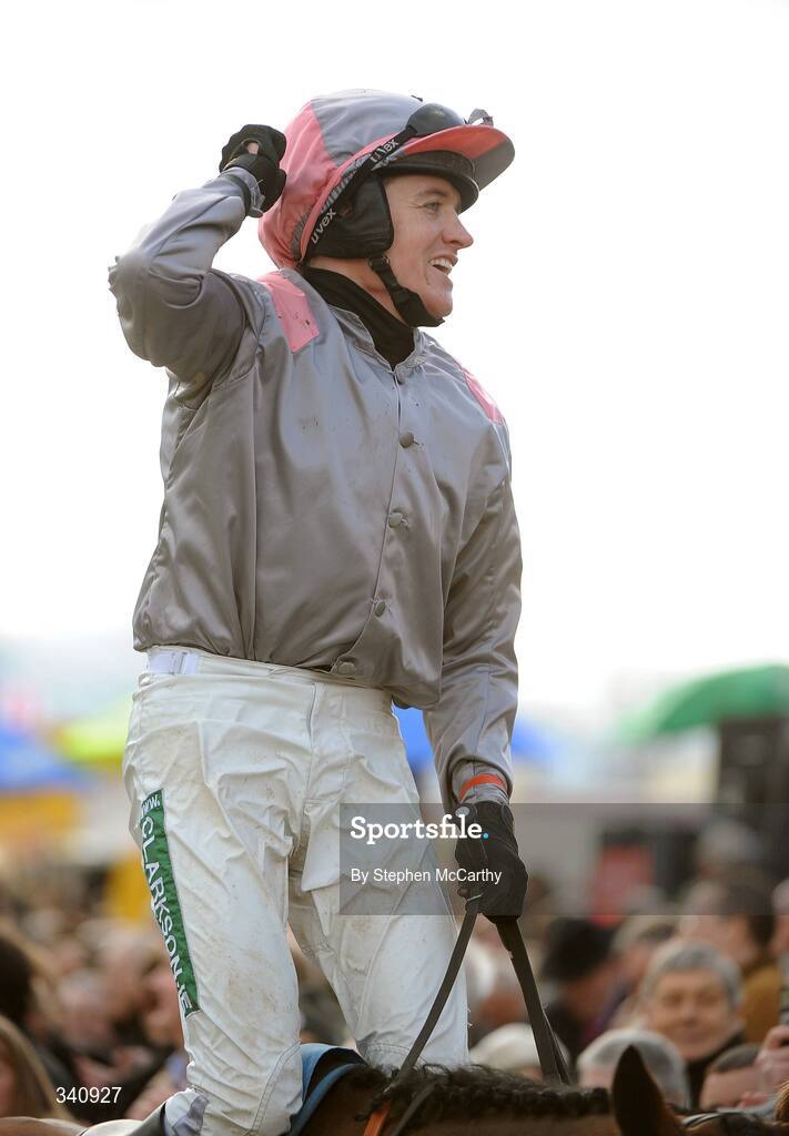 10 March 2009; Jockey Barry Geraghty celebrates after winning the Smurfit Kappa Champion Hurdle on Punjabi. Cheltenham Racing Festival, Prestbury Park, Cheltenham, Gloucestershire, England. Picture credit: Stephen McCarthy / SPORTSFILE