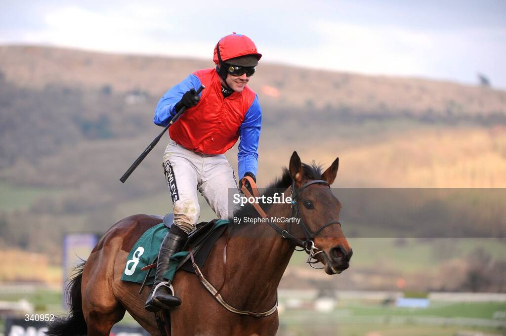 10 March 2009; Ruby Walsh celebrates after winning the David Nicholson Mares Only Hurdle, onboard Quevega. Cheltenham Racing Festival - Tuesday, Prestbury Park, Cheltenham, Gloucestershire, England. Picture credit: Stephen McCarthy / SPORTSFILE
