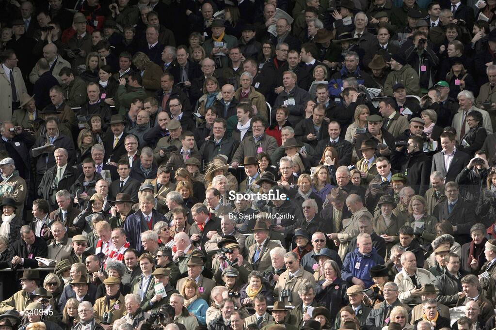 10 March 2009; A general view of punters in the grandstand during the opening day of the Cheltenham Racing Festival 2009. Cheltenham Racing Festival, Prestbury Park, Cheltenham, Gloucestershire, England. Picture credit: Stephen McCarthy / SPORTSFILE