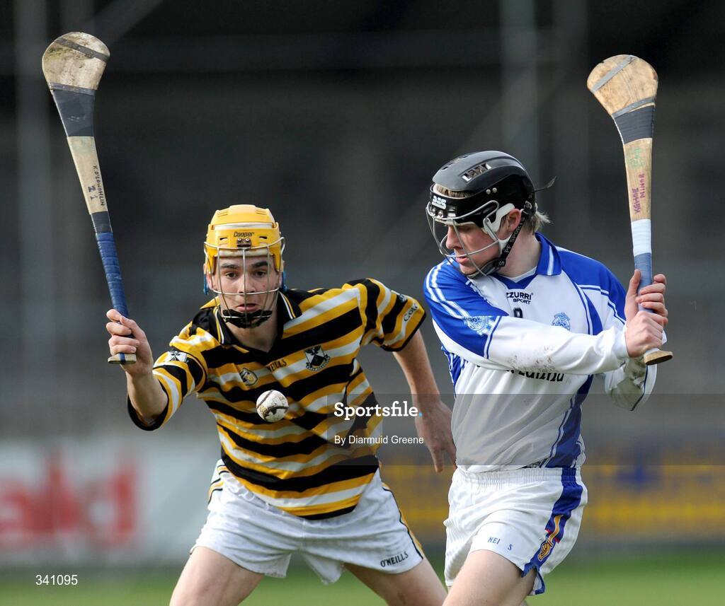 11 March 2009; Barry Kehoe, Colaiste Eanna, in action against Donal Sutcliffe, Colaiste Eoin. Leinster Schools Senior Hurling B Championship Final, Colaiste Eanna v Colaiste Eoin, Parnell Park, Dublin. Picture credit: Diarmuid Greene / SPORTSFILE