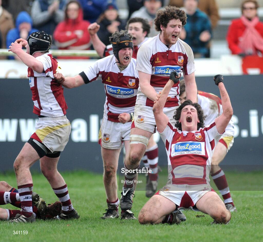 11 March 2009; Colaiste Iognaid players celebrate at the final whistle. Connacht Schools Senior Cup Final, Colaiste Iognaid v Sligo Grammar School, Sportsground, Galway. Picture credit: Ray Ryan / SPORTSFILE