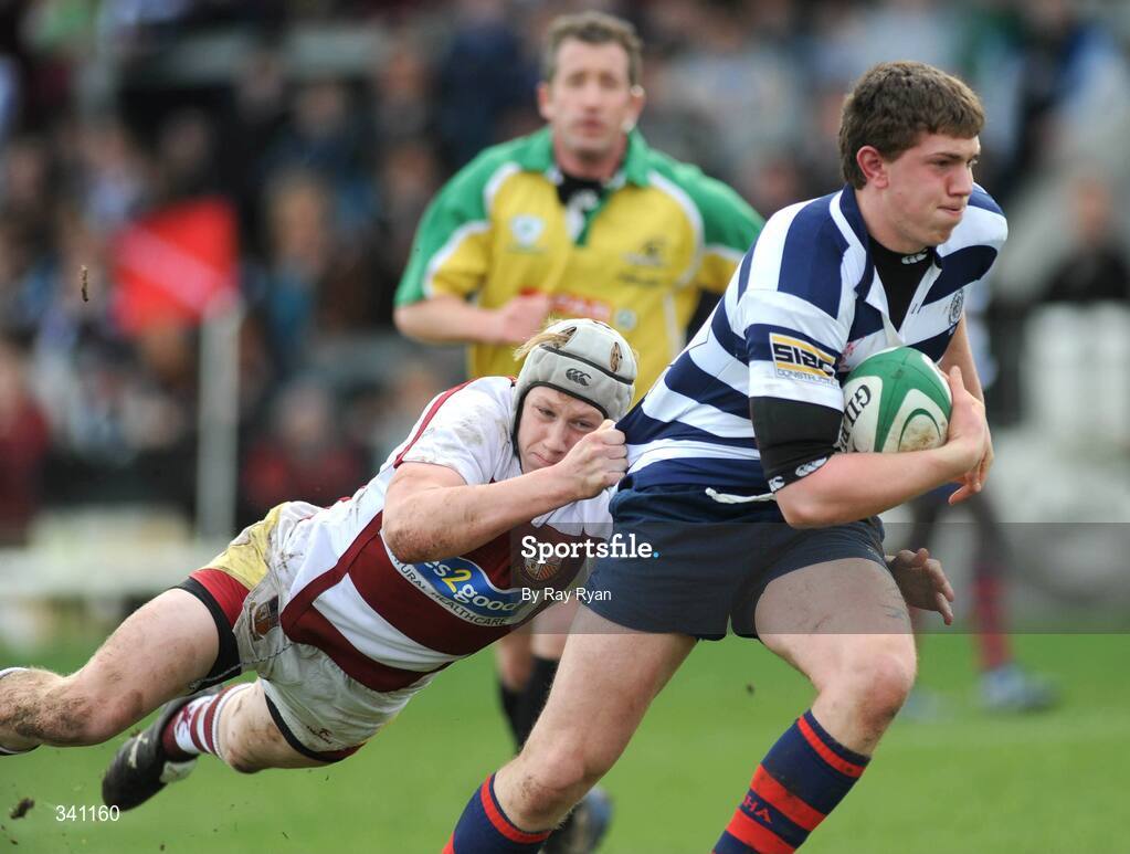 11 March 2009; Aaron Spring, Sligo Grammar School, in action against  Aaron Conneely, Colaiste Iognaid. Connacht Schools Senior Cup Final, Colaiste Iognaid v Sligo Grammar School, Sportsground, Galway. Picture credit: Ray Ryan / SPORTSFILE