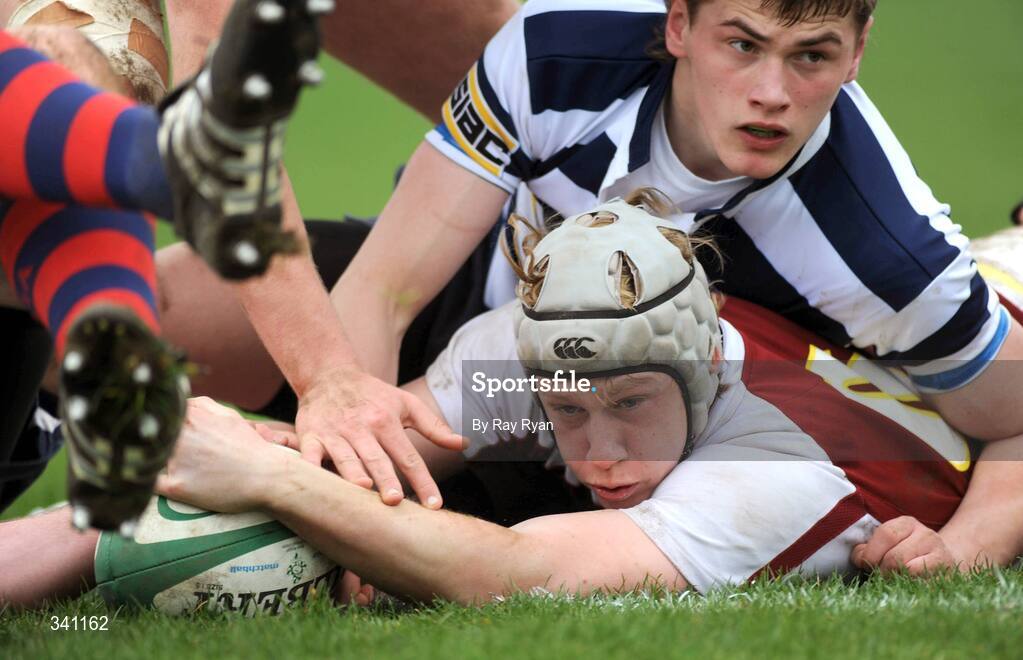 11 March 2009; Aaron Conneely, Colaiste Iognaid, goes over for a try. Connacht Schools Senior Cup Final, Colaiste Iognaid v Sligo Grammar School, Sportsground, Galway. Picture credit: Ray Ryan / SPORTSFILE