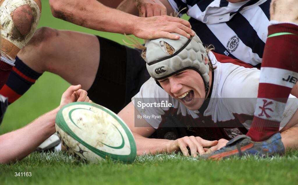 11 March 2009; Aaron Conneely, Colaiste Iognaid, celebrates his try. Connacht Schools Senior Cup Final, Colaiste Iognaid v Sligo Grammar School, Sportsground, Galway. Picture credit: Ray Ryan / SPORTSFILE