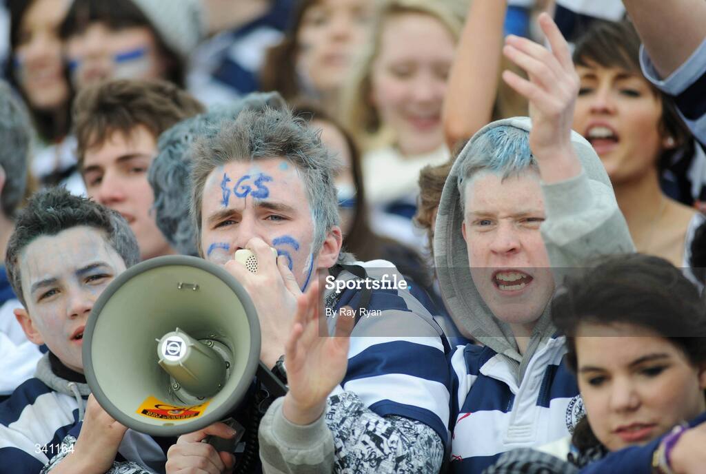 11 March 2009; Sligo Grammar School supporters cheer on their team during the game. Connacht Schools Senior Cup Final, Colaiste Iognaid v Sligo Grammar School, Sportsground, Galway. Picture credit: Ray Ryan / SPORTSFILE