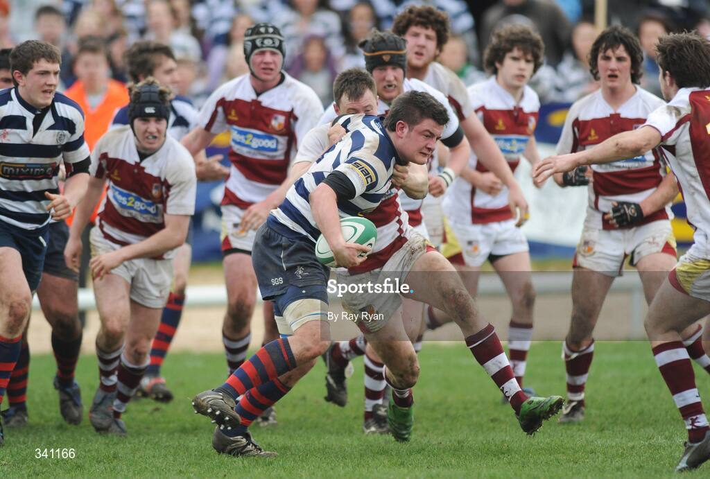 11 March 2009; Tadhg Power, Sligo Grammar School, in action against Eoin McKeon, Colaiste Iognaid. Connacht Schools Senior Cup Final, Colaiste Iognaid v Sligo Grammar School, Sportsground, Galway. Picture credit: Ray Ryan / SPORTSFILE