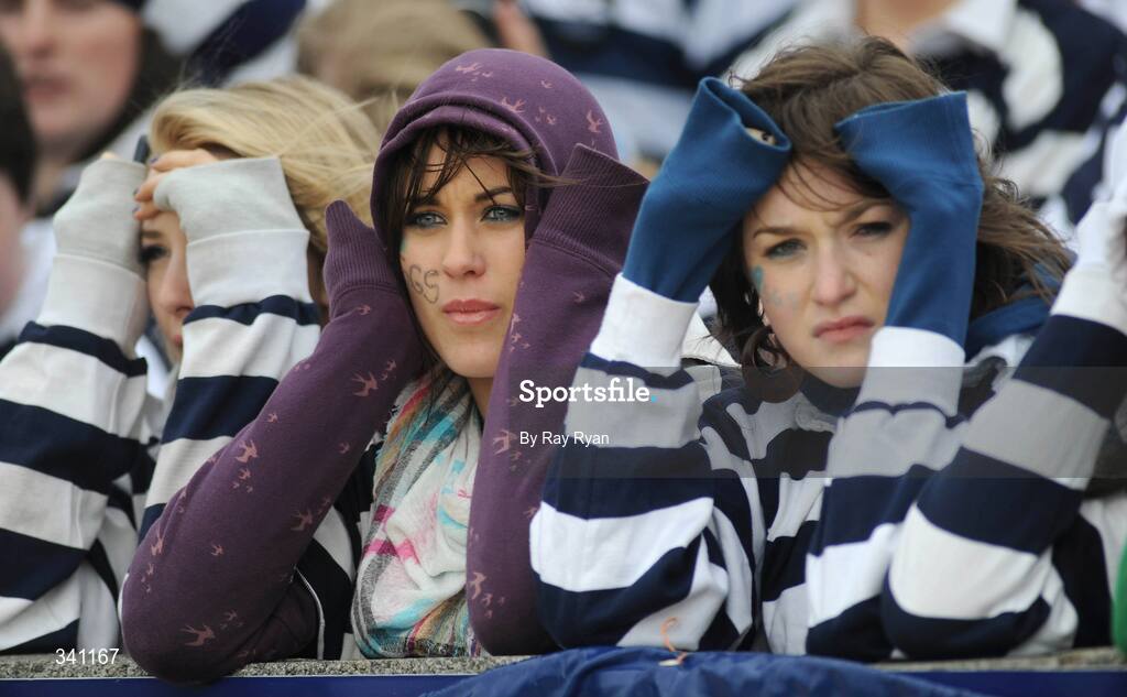 11 March 2009; Dejected Sligo Grammar School supporters after the final whistle. Connacht Schools Senior Cup Final, Colaiste Iognaid v Sligo Grammar School, Sportsground, Galway. Picture credit: Ray Ryan / SPORTSFILE