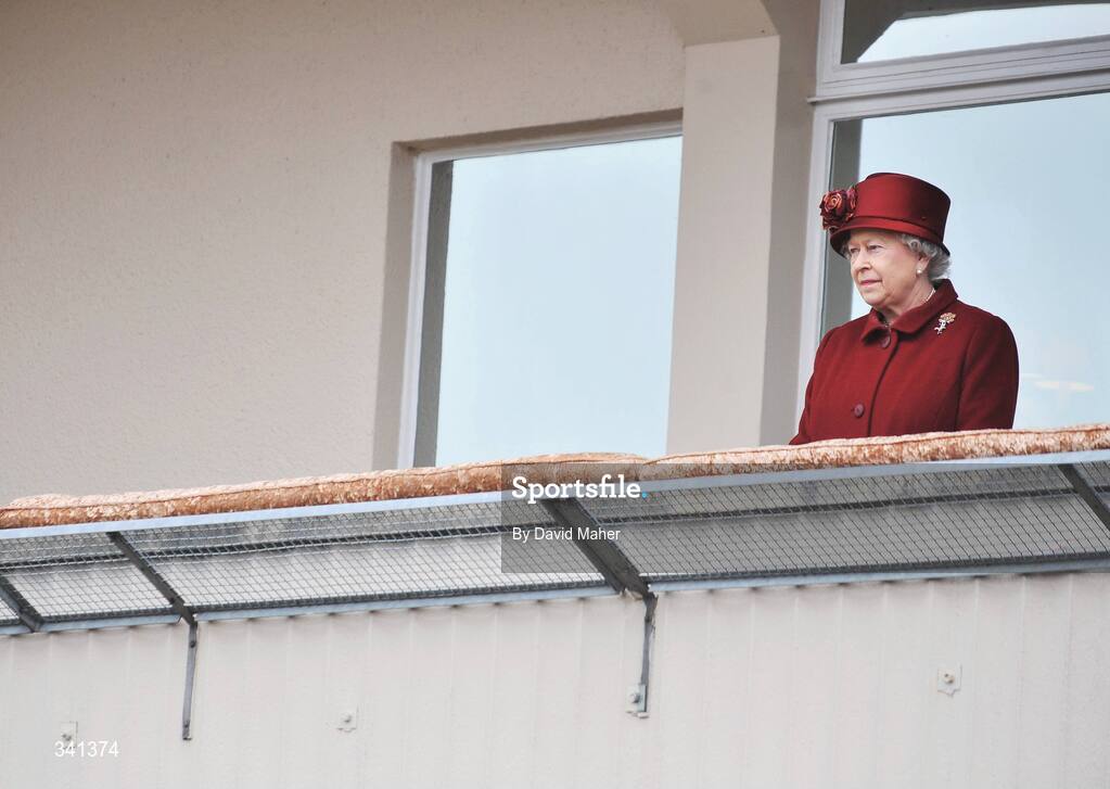 13 March 2009; The Queen looks out onto the crowds after arriving ahead of Gold Cup day of the Cheltenham Racing Festival 2009. Cheltenham Racing Festival - Friday. Prestbury Park, Cheltenham, Gloucestershire, England. Picture credit: David Maher / SPORTSFILE