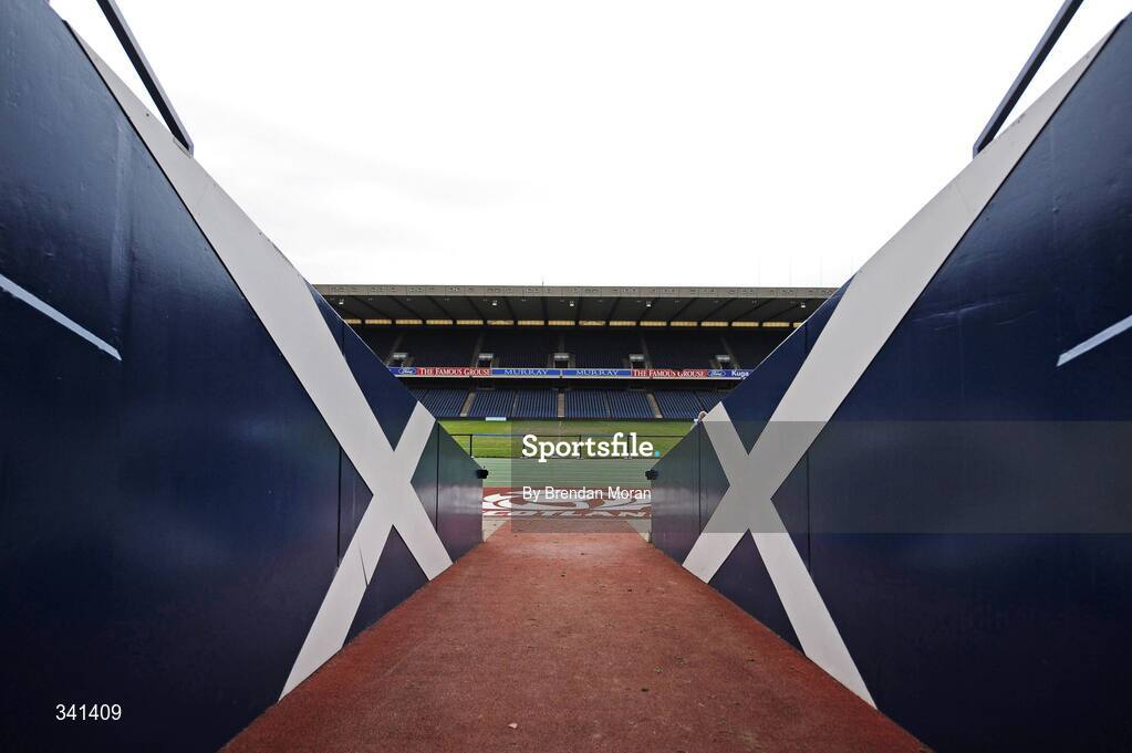13 March 2009; The view coming out of the teams' dressing rooms onto the pitch before the Ireland Rugby Squad Captain's Run ahead of their RBS Six Nations Championship game against Scotland on Saturday. Murrayfield Stadium, Edinburgh, Scotland. Picture credit: Brendan Moran / SPORTSFILE