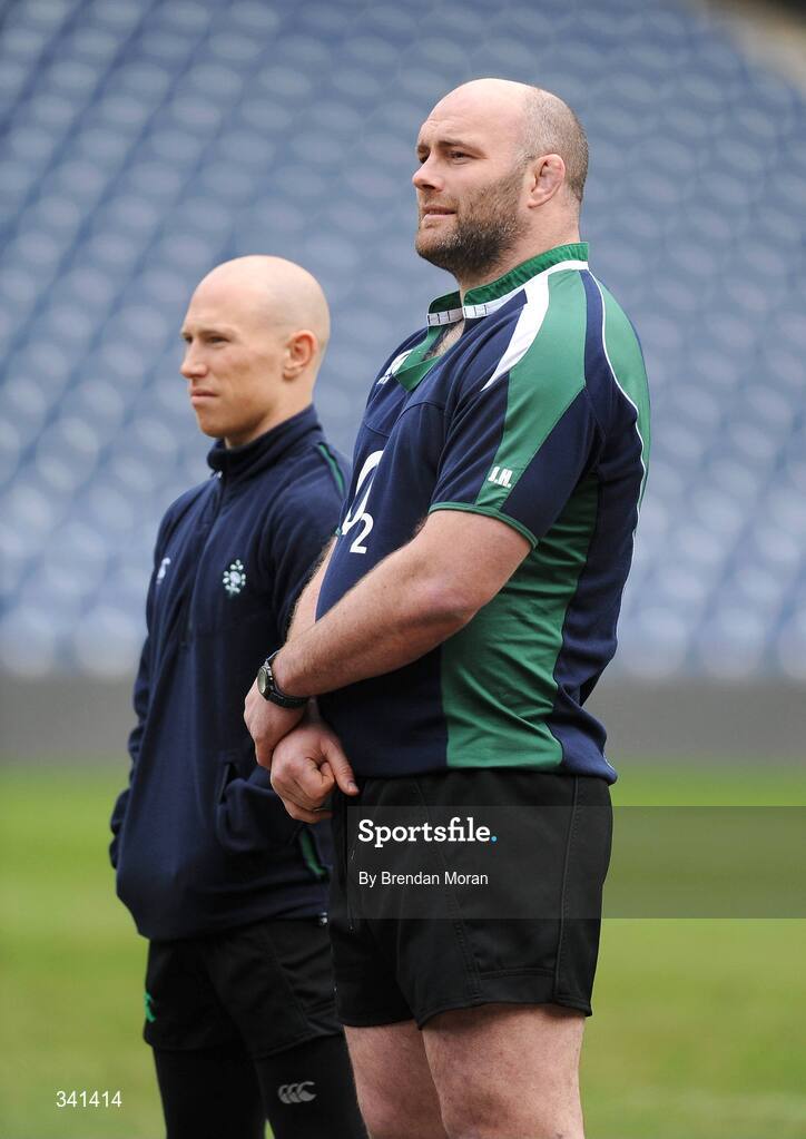 13 March 2009; Scrum-half Peter Stringer, left, and prop John Hayes during the Ireland Rugby Squad Captain's Run ahead of their RBS Six Nations Championship game against Scotland on Saturday. Murrayfield Stadium, Edinburgh, Scotland. Picture credit: Brendan Moran / SPORTSFILE